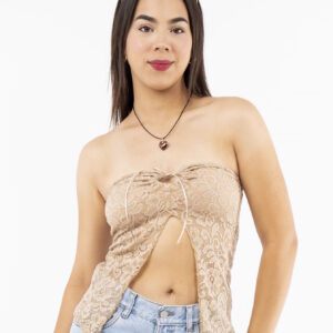 Top strapless encaje Beige